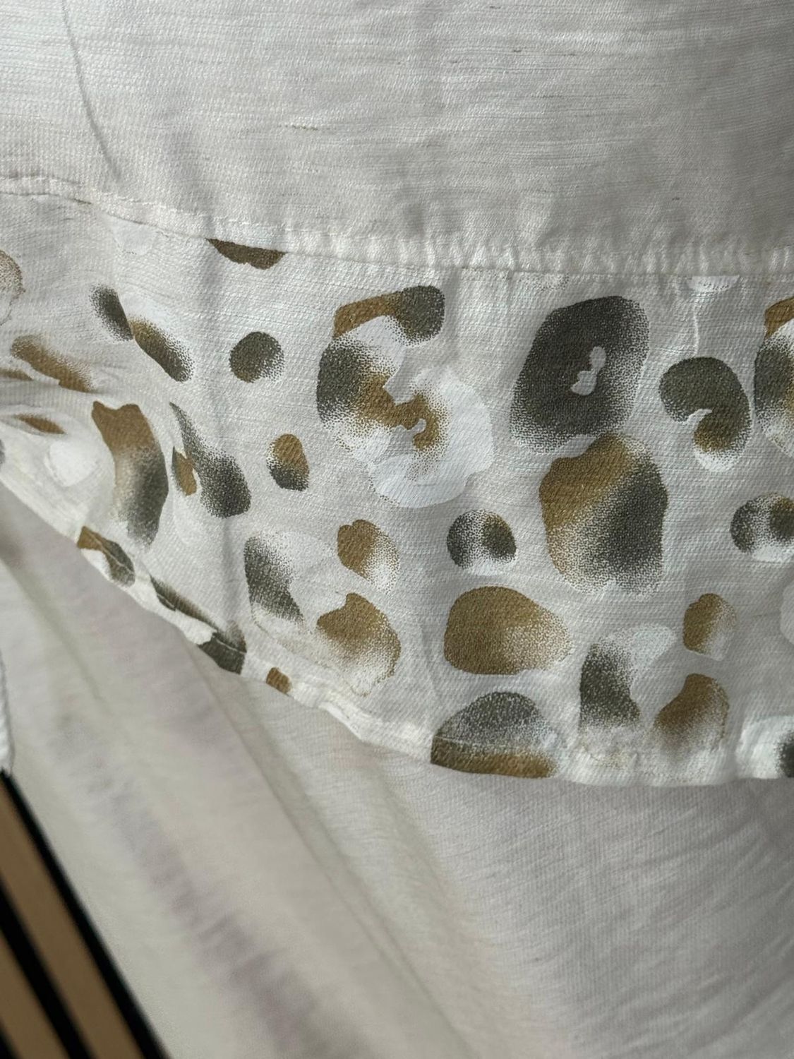 Leopard Trim Linen Blend Trouser Suit – White