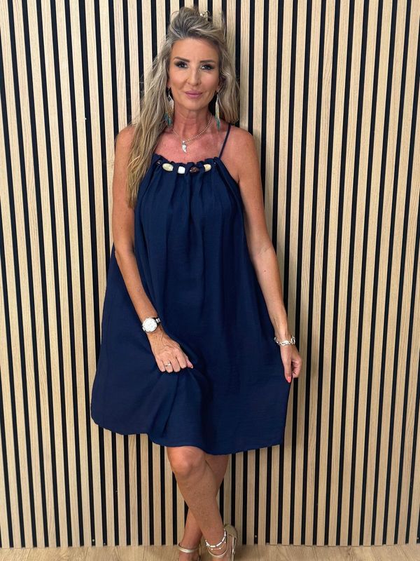 Beaded Swing Dress – Navy