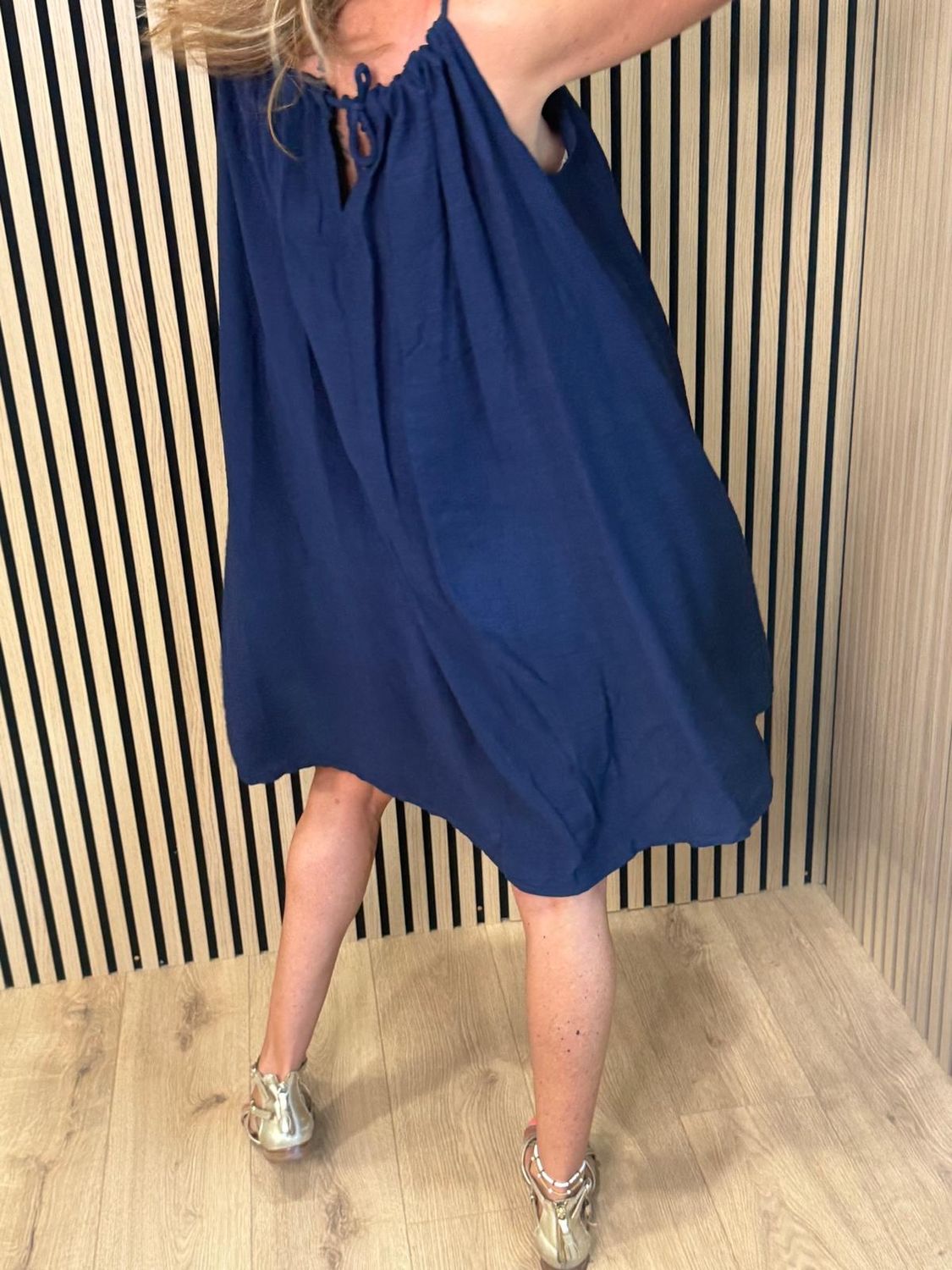Beaded Swing Dress – Navy