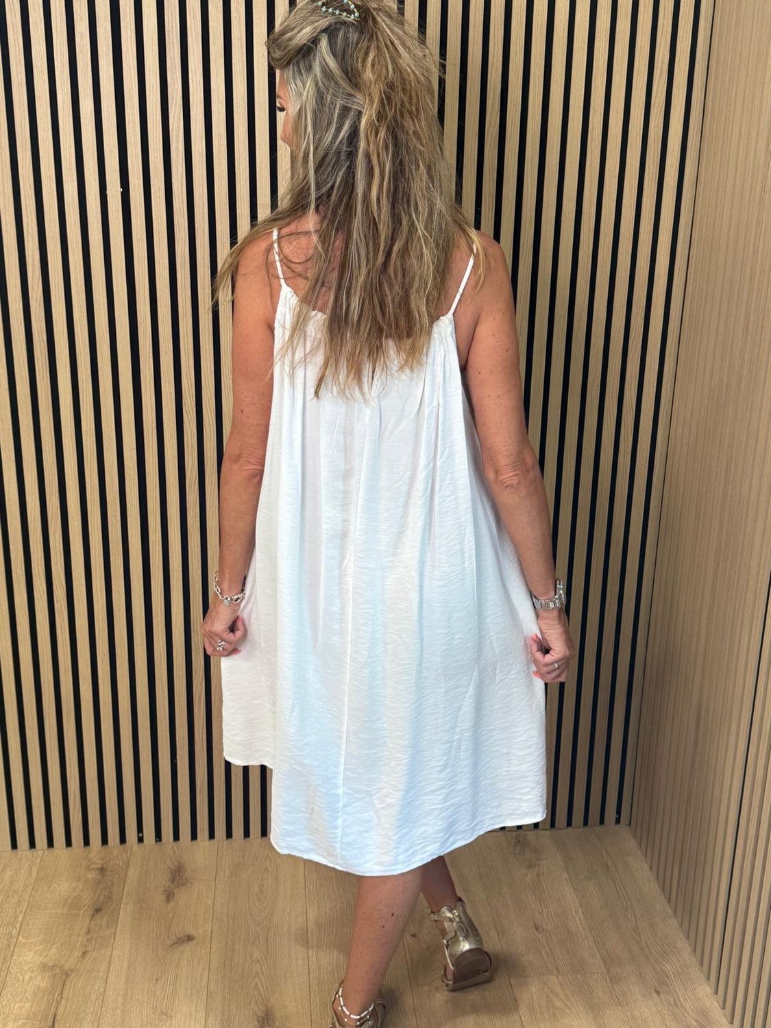 Beaded Swing Dress – White