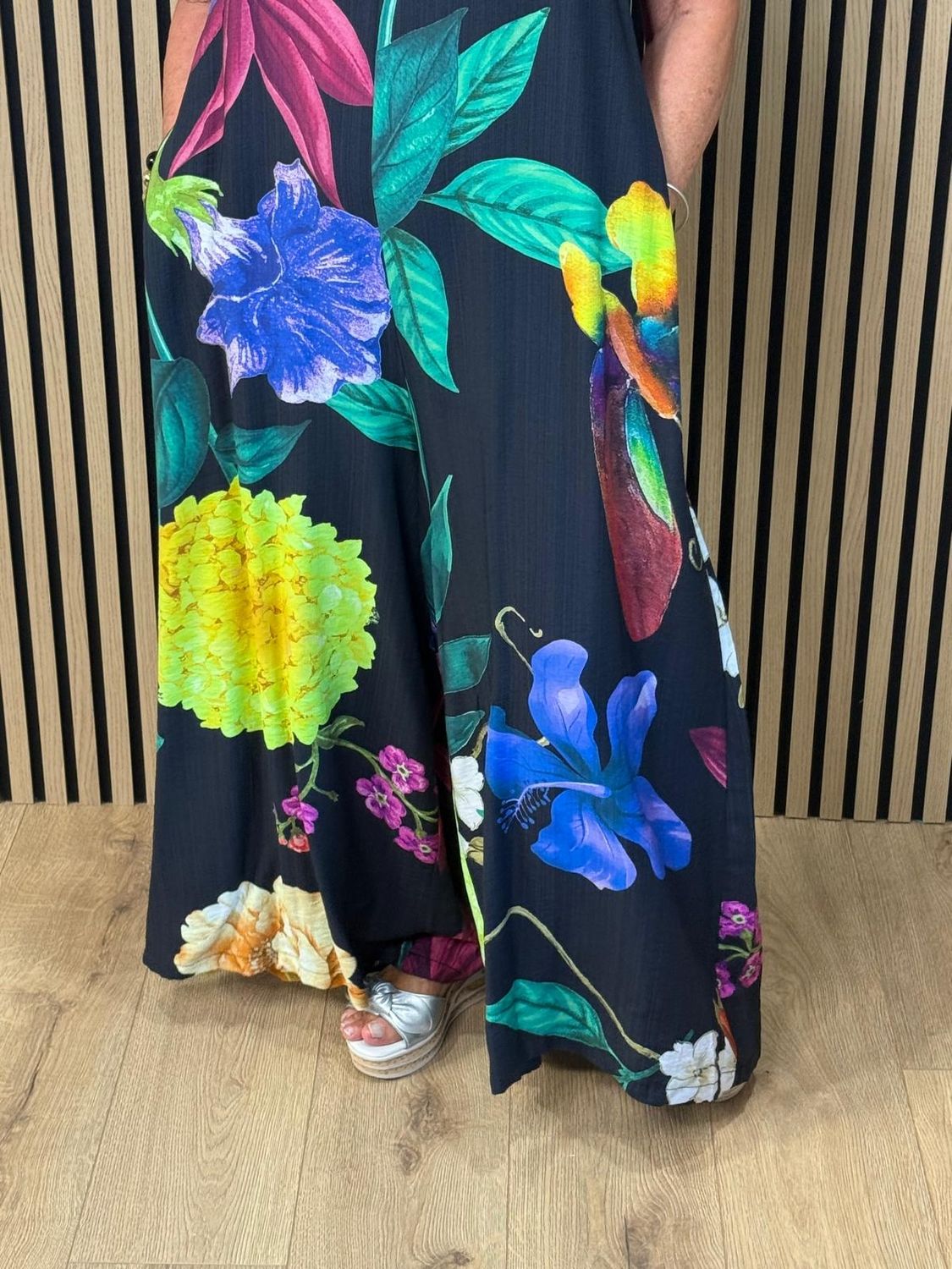 Tropical Floral Wide Leg Jumpsuit by Fly Out - 🖤🧡🩷💙