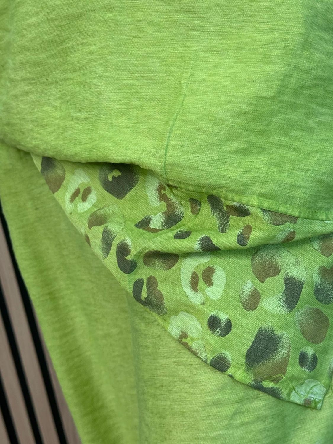 Leopard Trim Linen Blend Trouser Suit - Lime