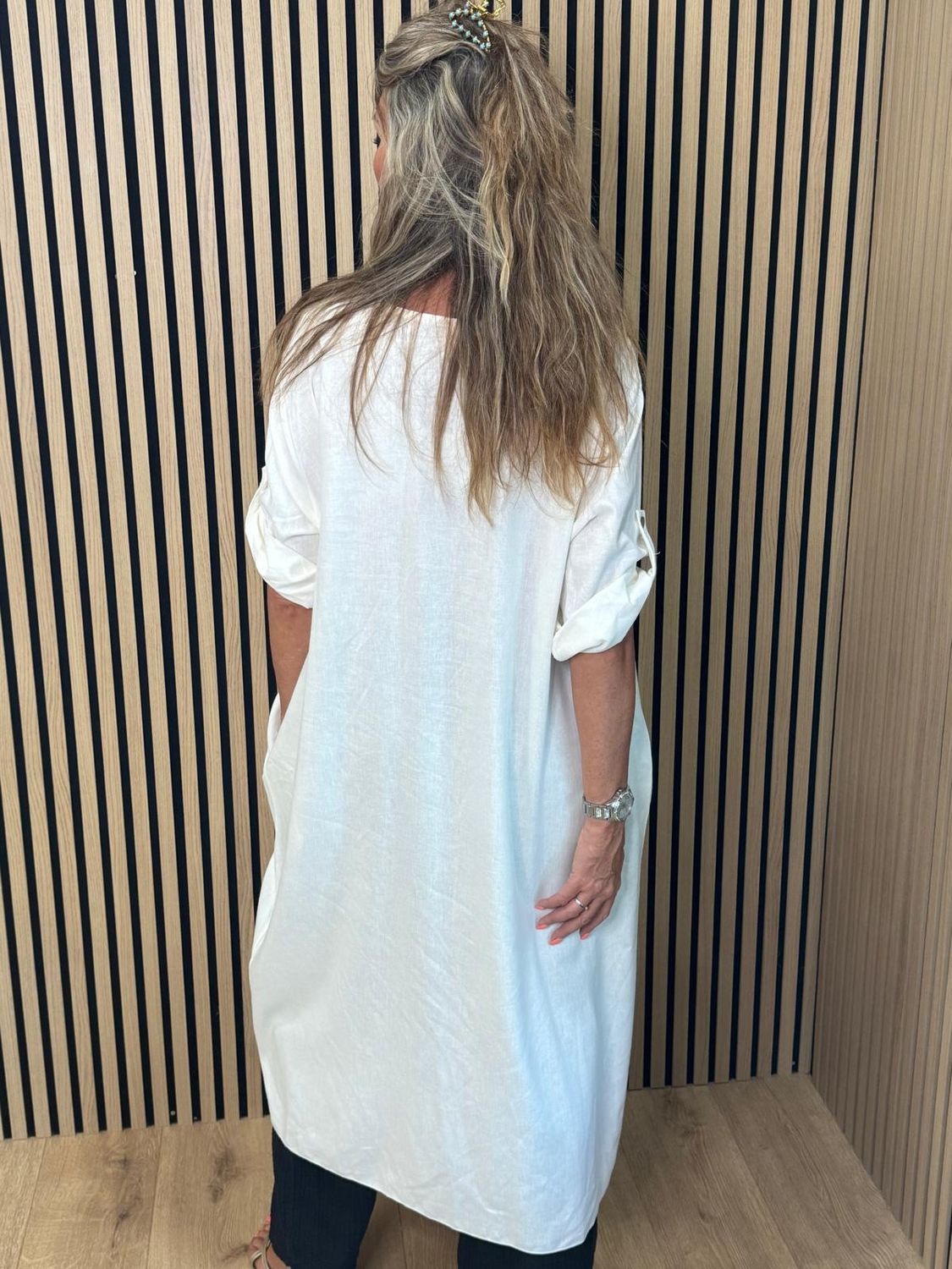 Coconut Ring Linen Blend Tunic Top