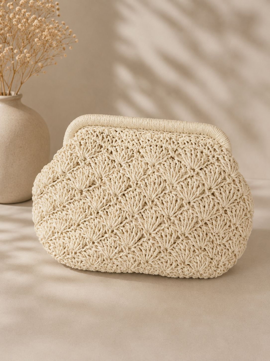 Woven Clutch Bag with Gold Strap