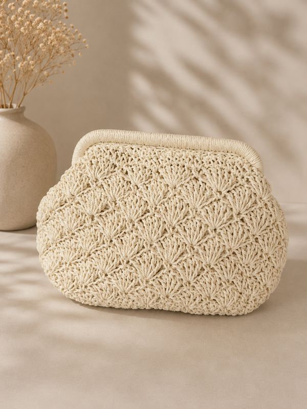 Woven Clutch Bag with Gold Strap