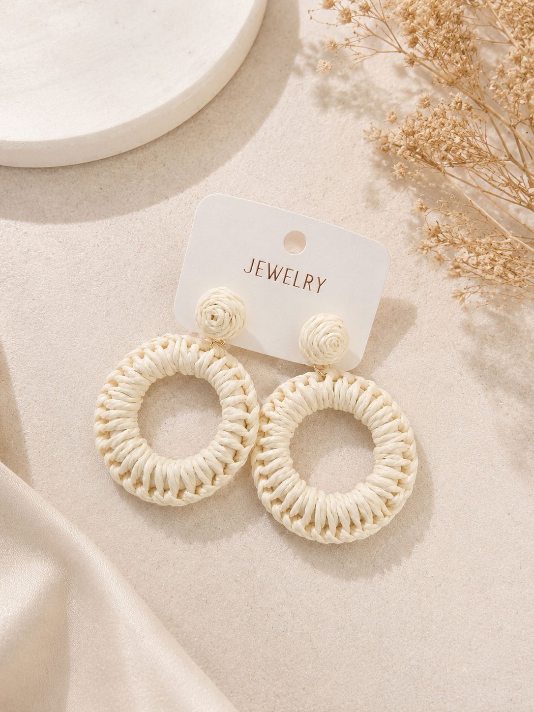 Woven Circle Drop Earrings
