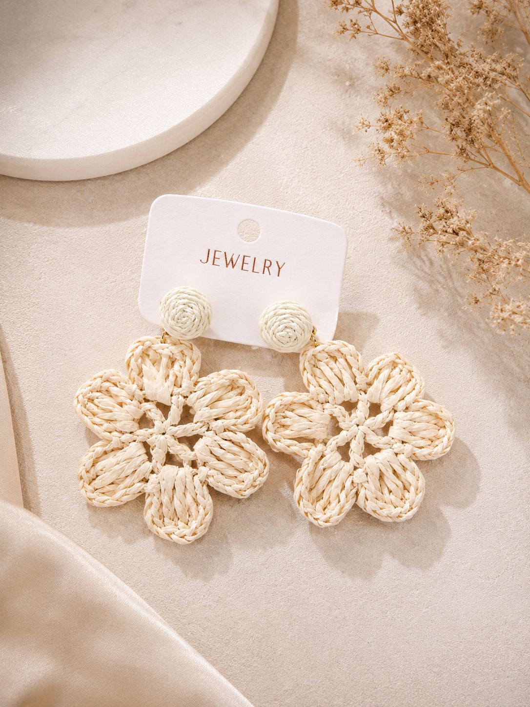 Woven Floral Statement Earrings