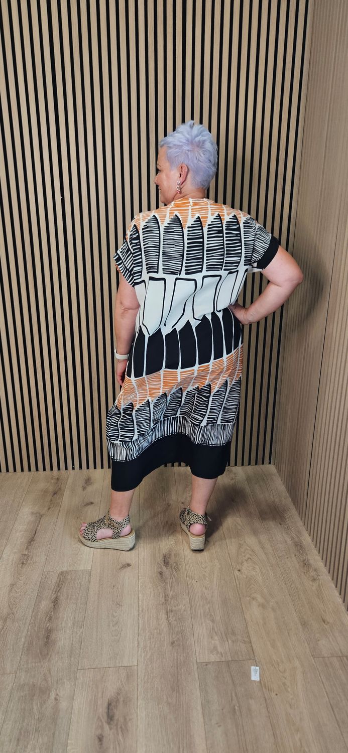 Abstract Print V-Neck Dress