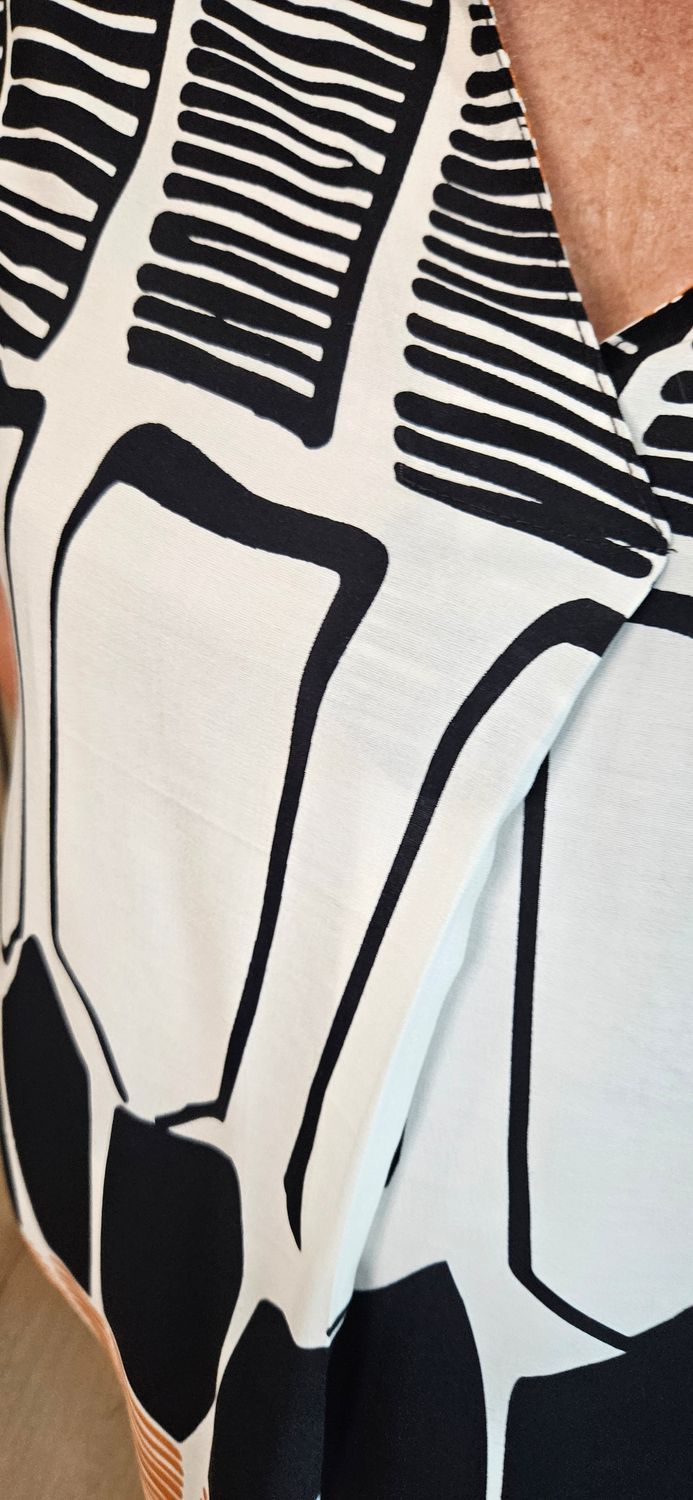 Abstract Print V-Neck Dress