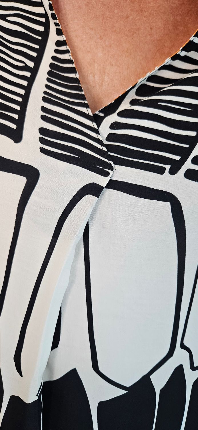 Abstract Print V-Neck Dress