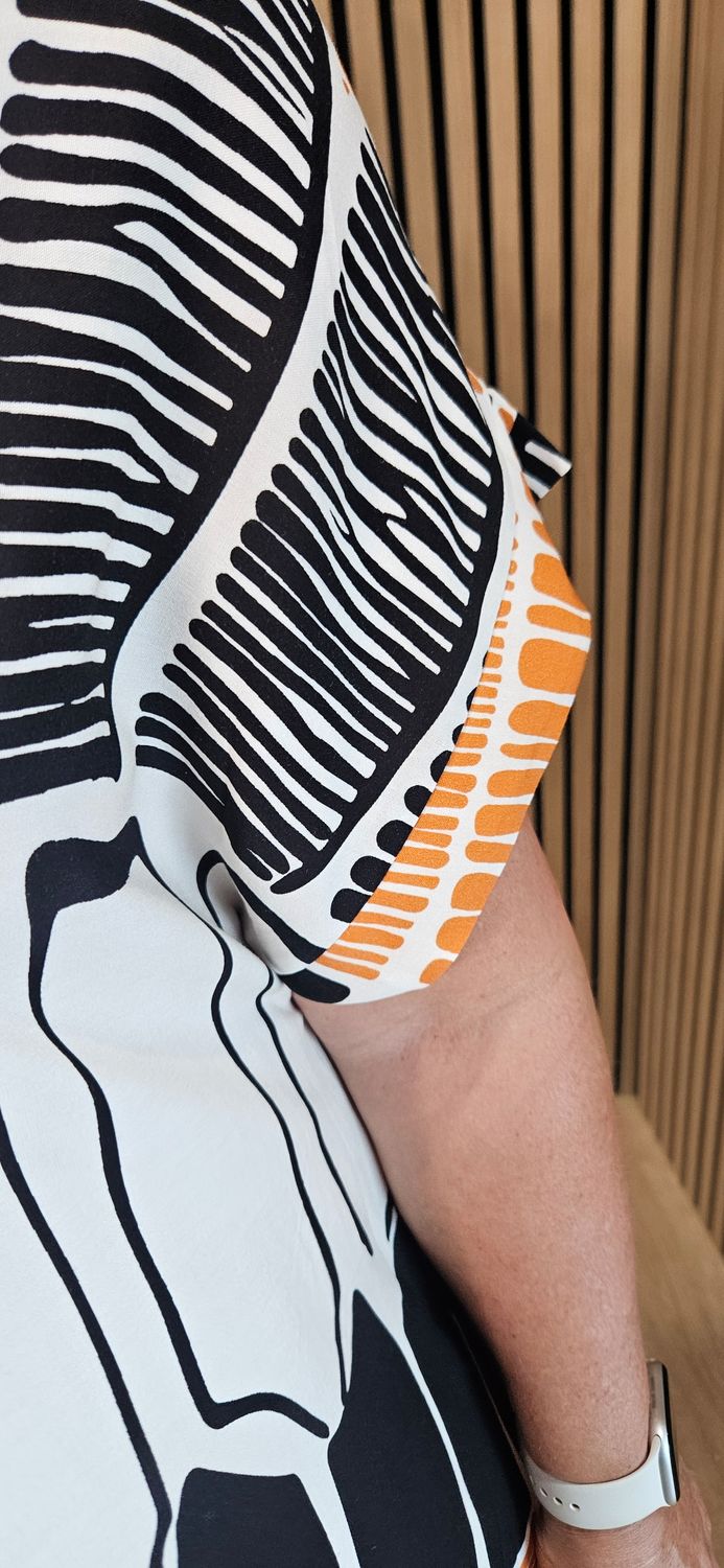 Abstract Print V-Neck Dress