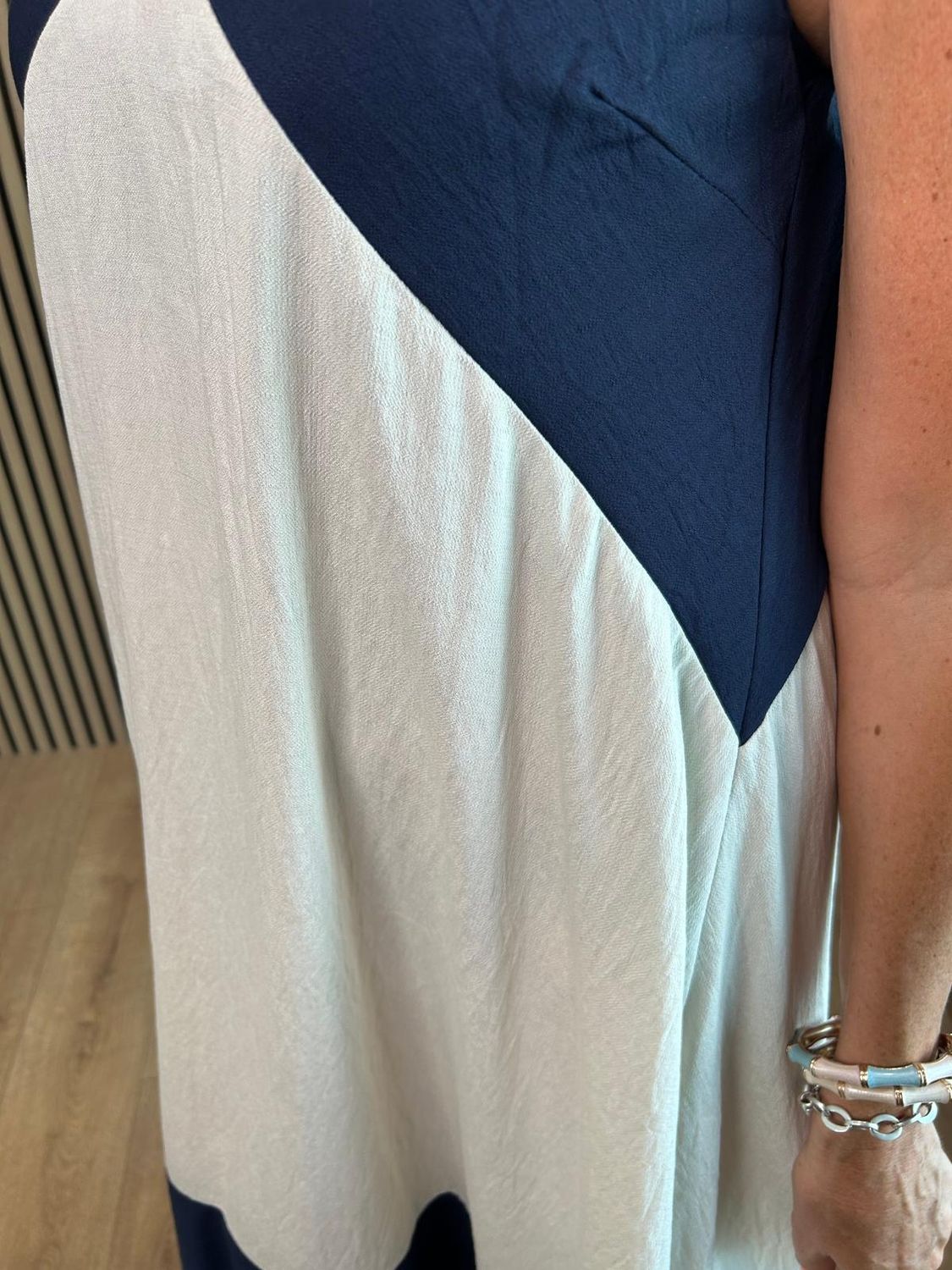 Colour Block Maxi Dress – Navy/White