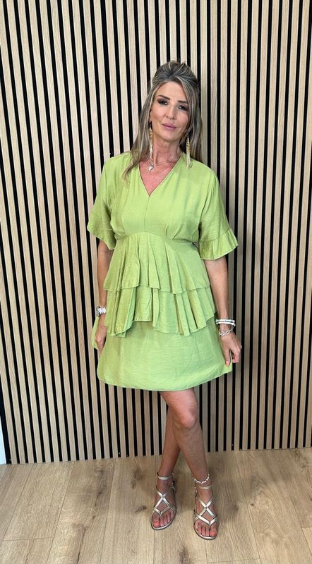 Tiered Frill Dress – Lime