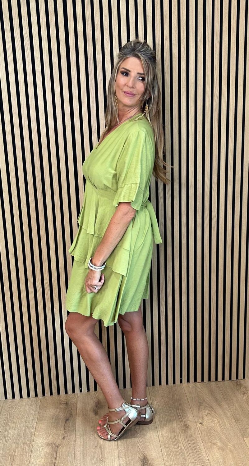 Tiered Frill Dress – Lime