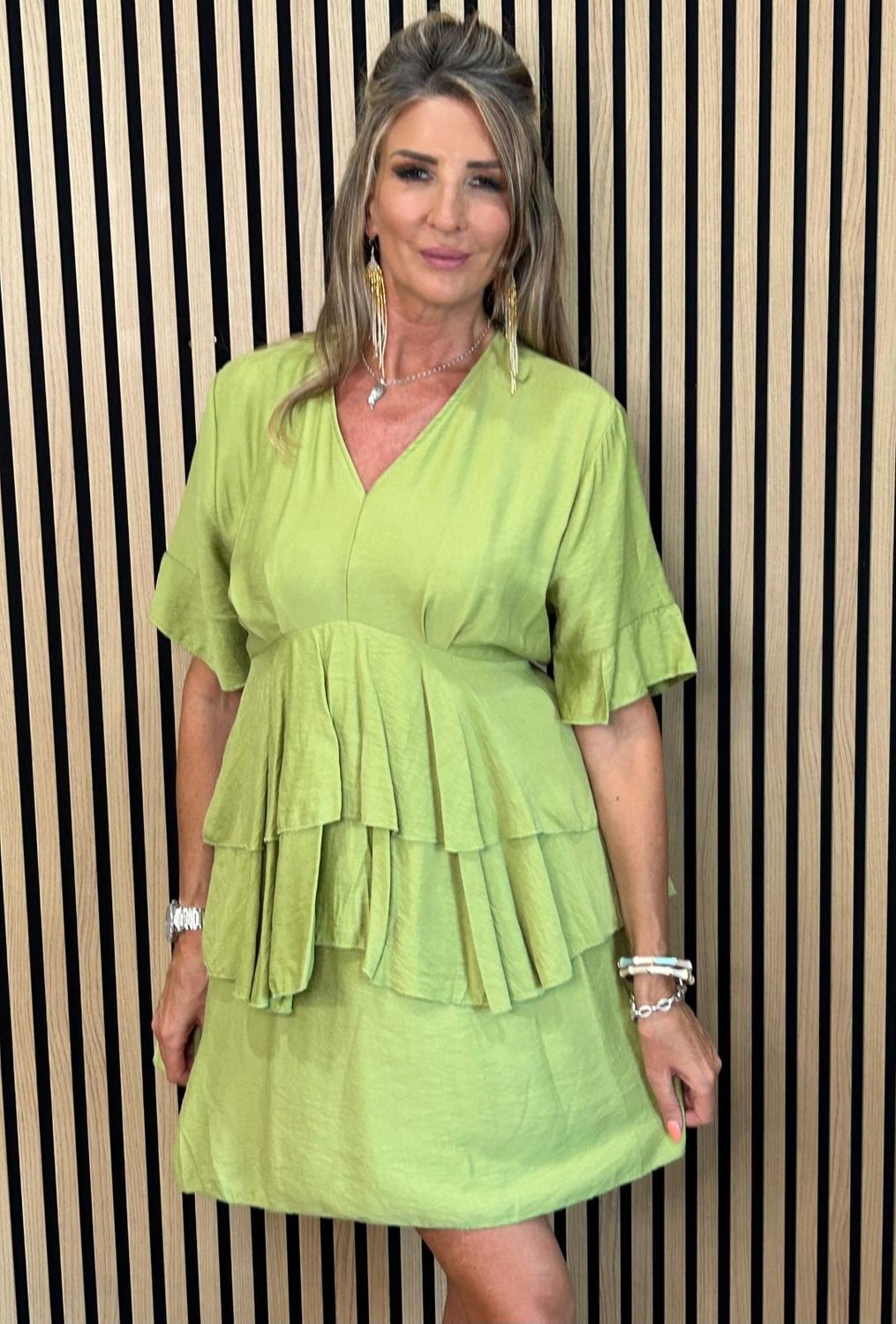 Tiered Frill Dress – Lime