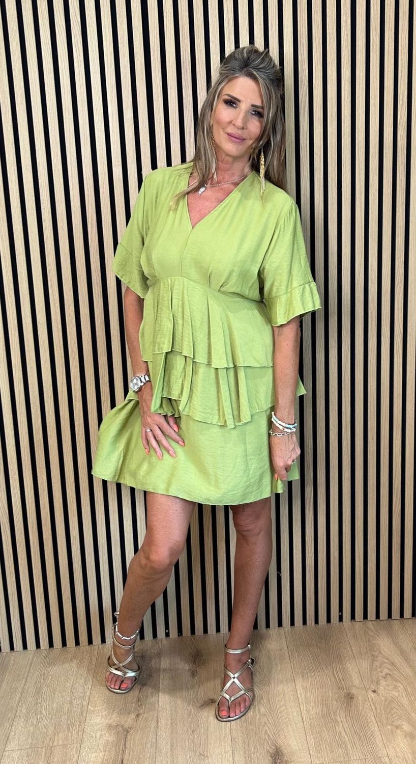 Tiered Frill Dress – Lime