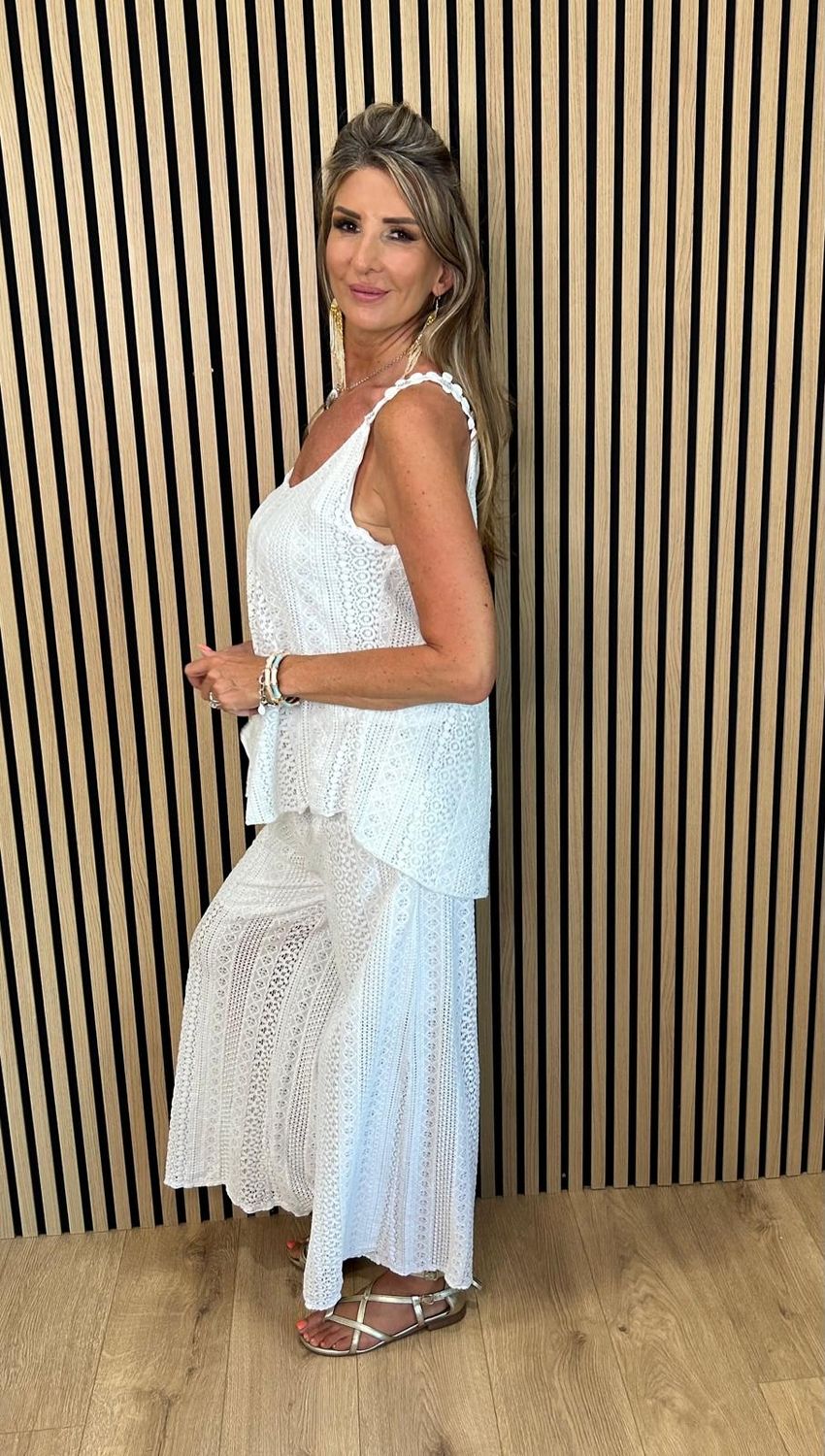 Crochet Lace Co-Ord Set – White