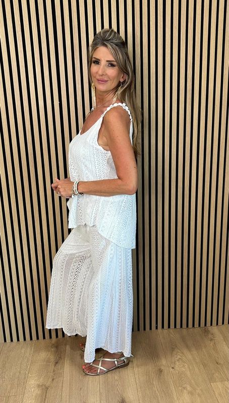 Crochet Lace Co-Ord Set – White