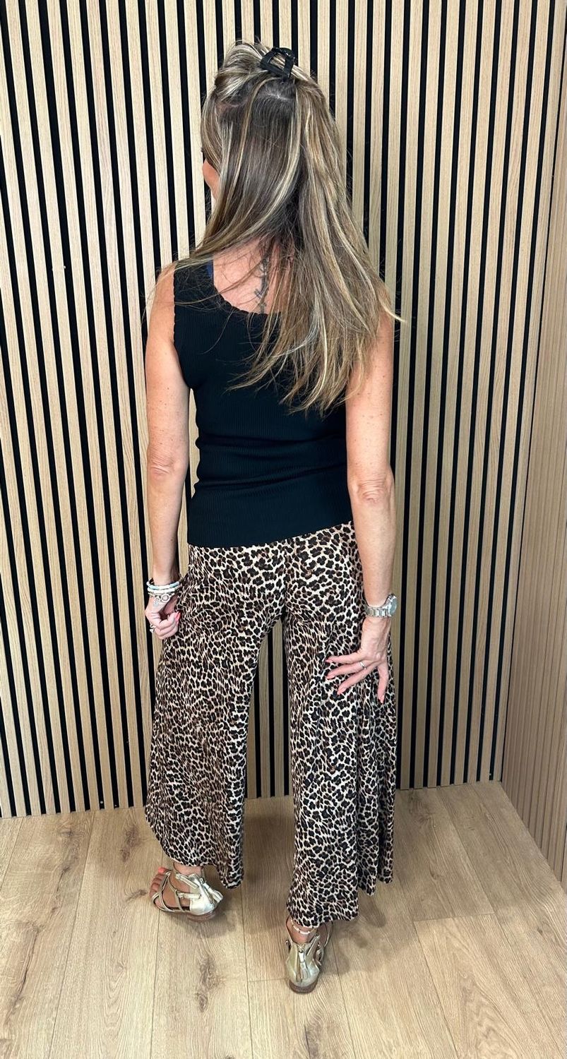 Leopard Print Wide Leg Trousers