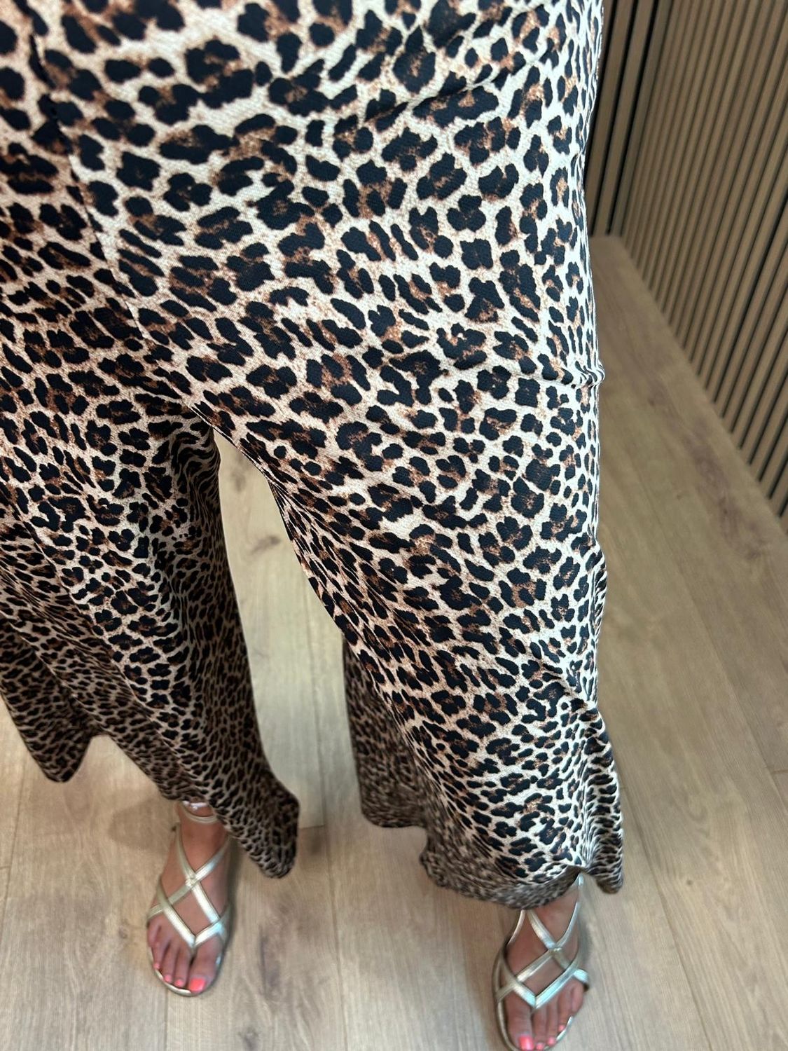Leopard Print Wide Leg Trousers
