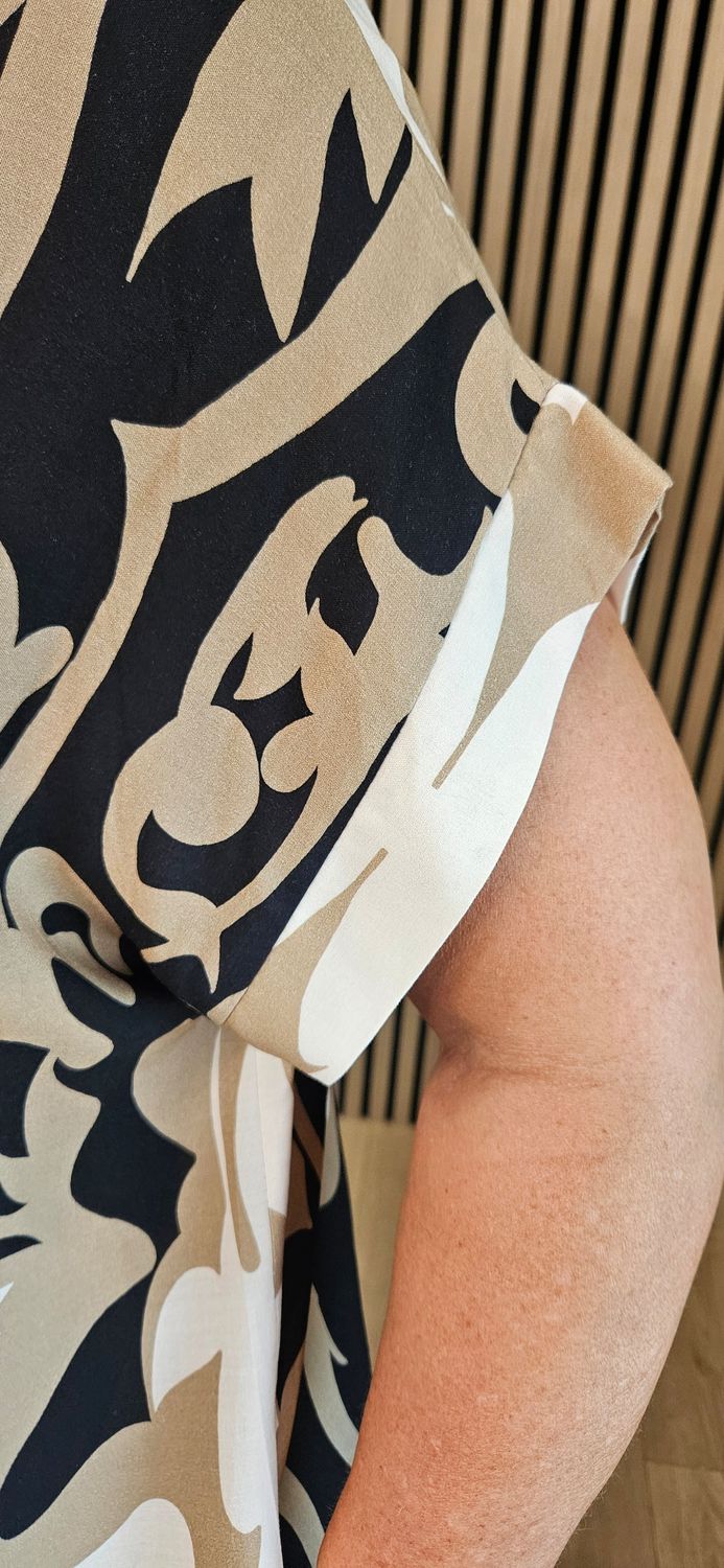 Baroque Print V-Neck Dress