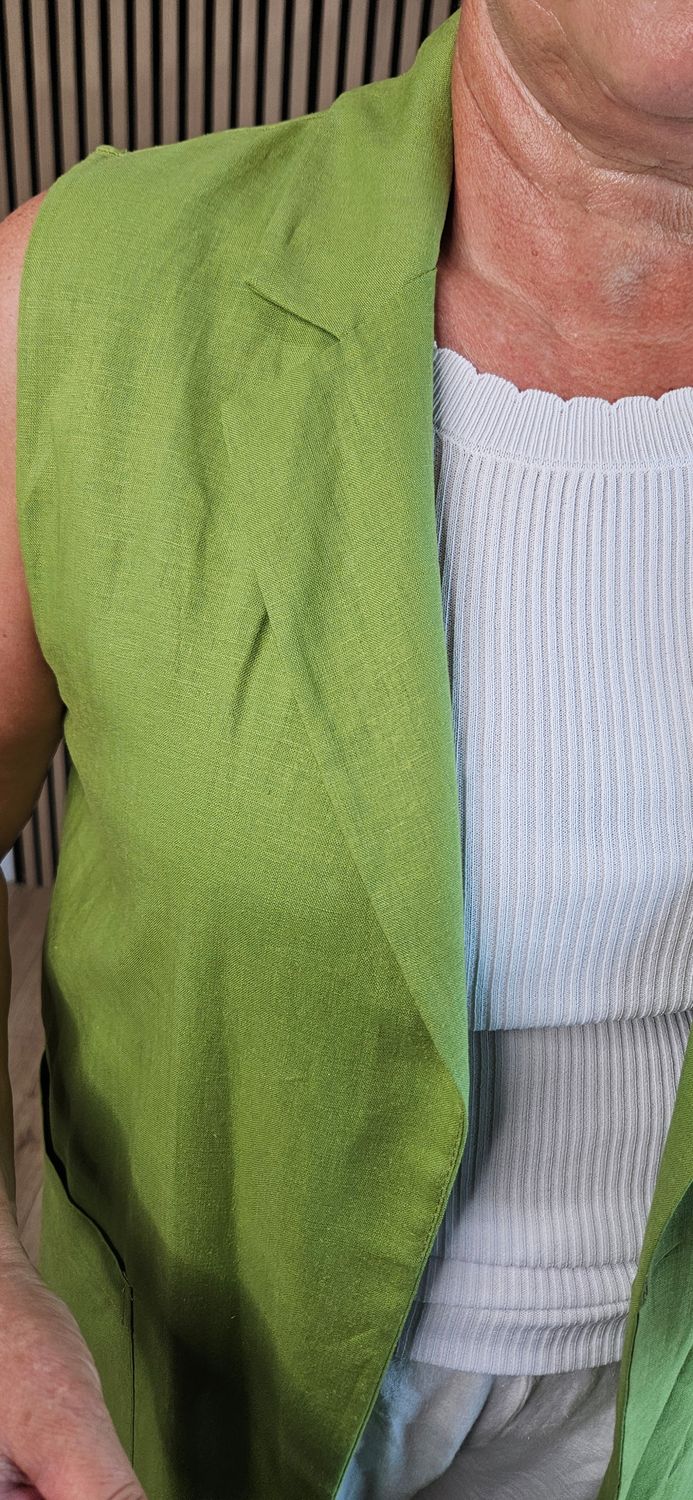 Linen Blend Longline Waistcoat – Lime