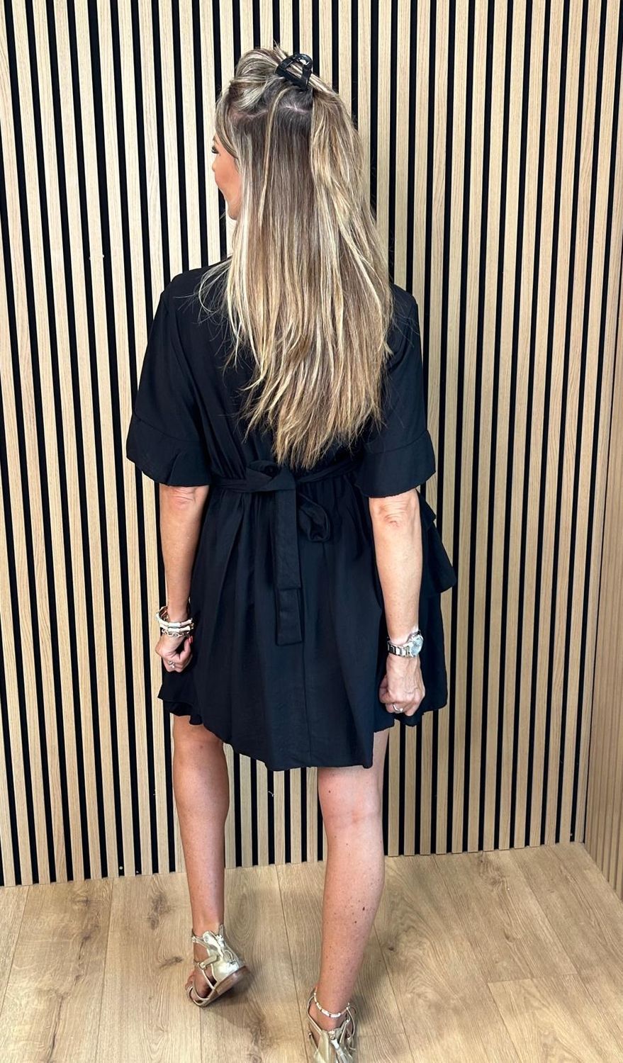 Tiered Frill Dress –  Black