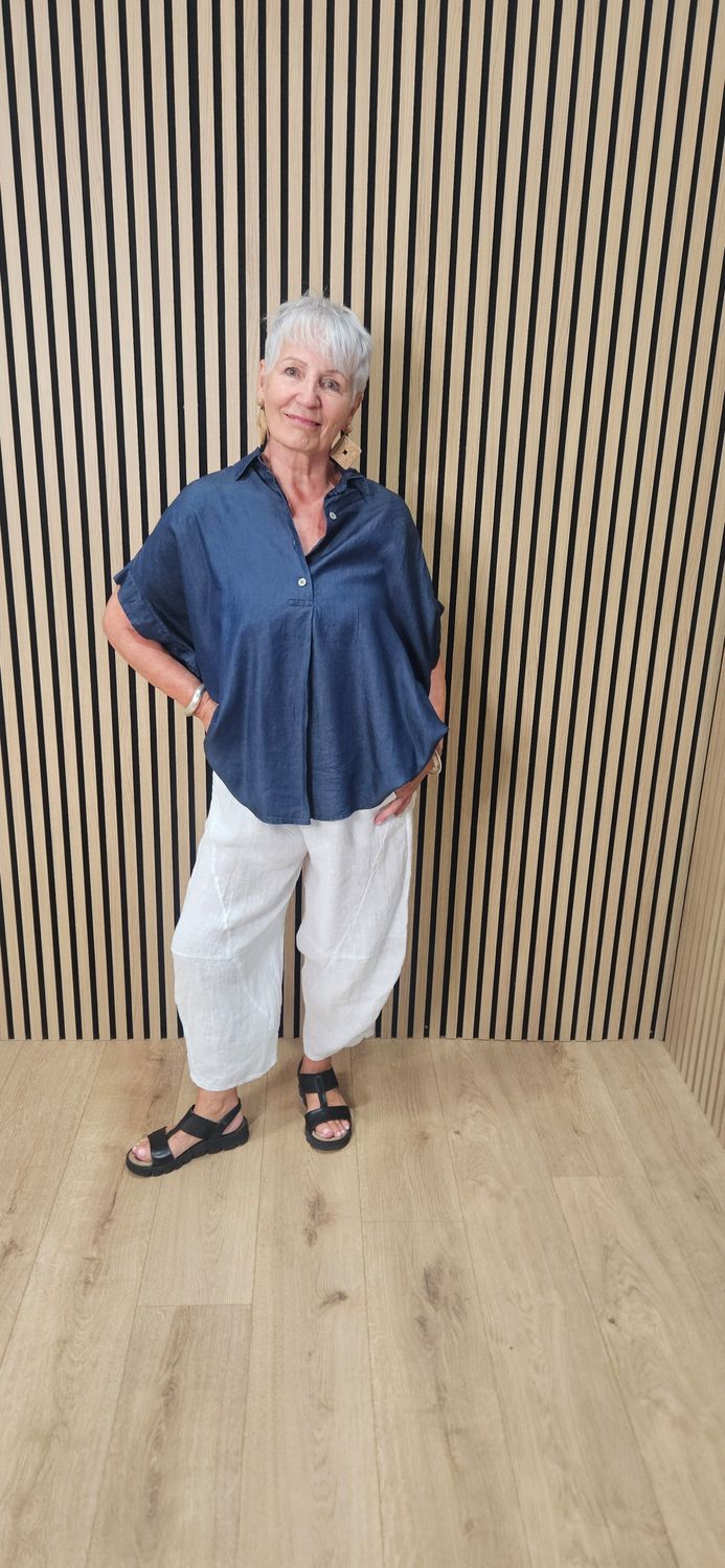 Lyocell Collared Oversized Top
