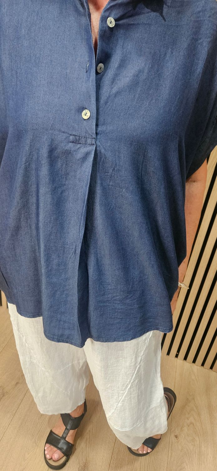 Lyocell Collared Oversized Top