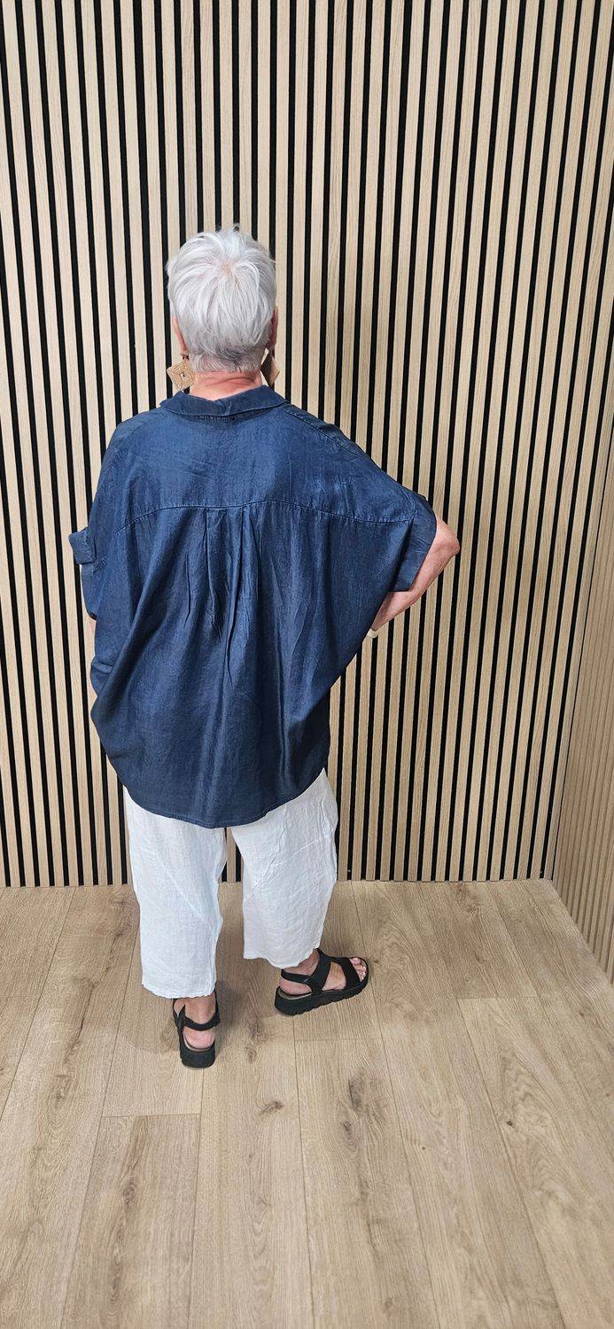 Lyocell Collared Oversized Top