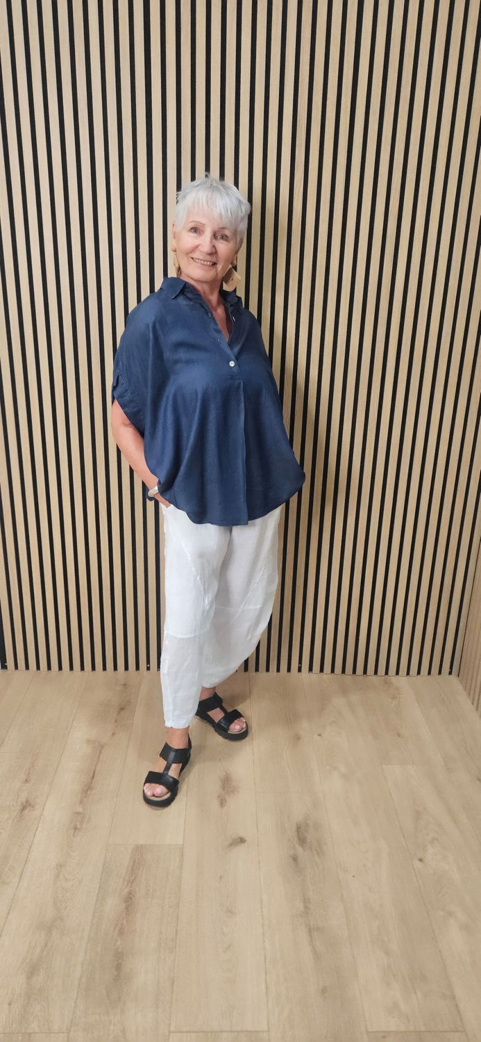 Lyocell Collared Oversized Top