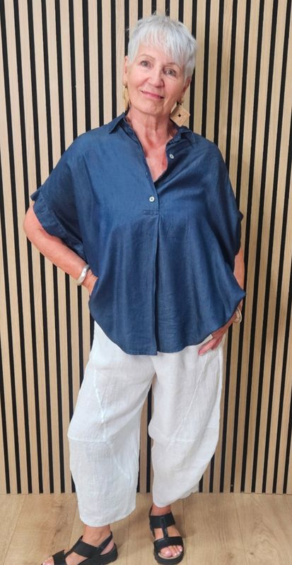 Lyocell Collared Oversized Top