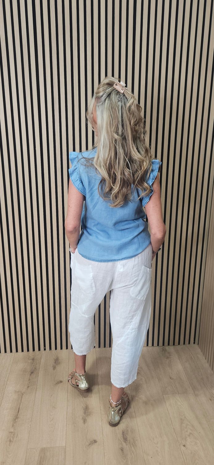Frill Sleeve Lyocell Blouse