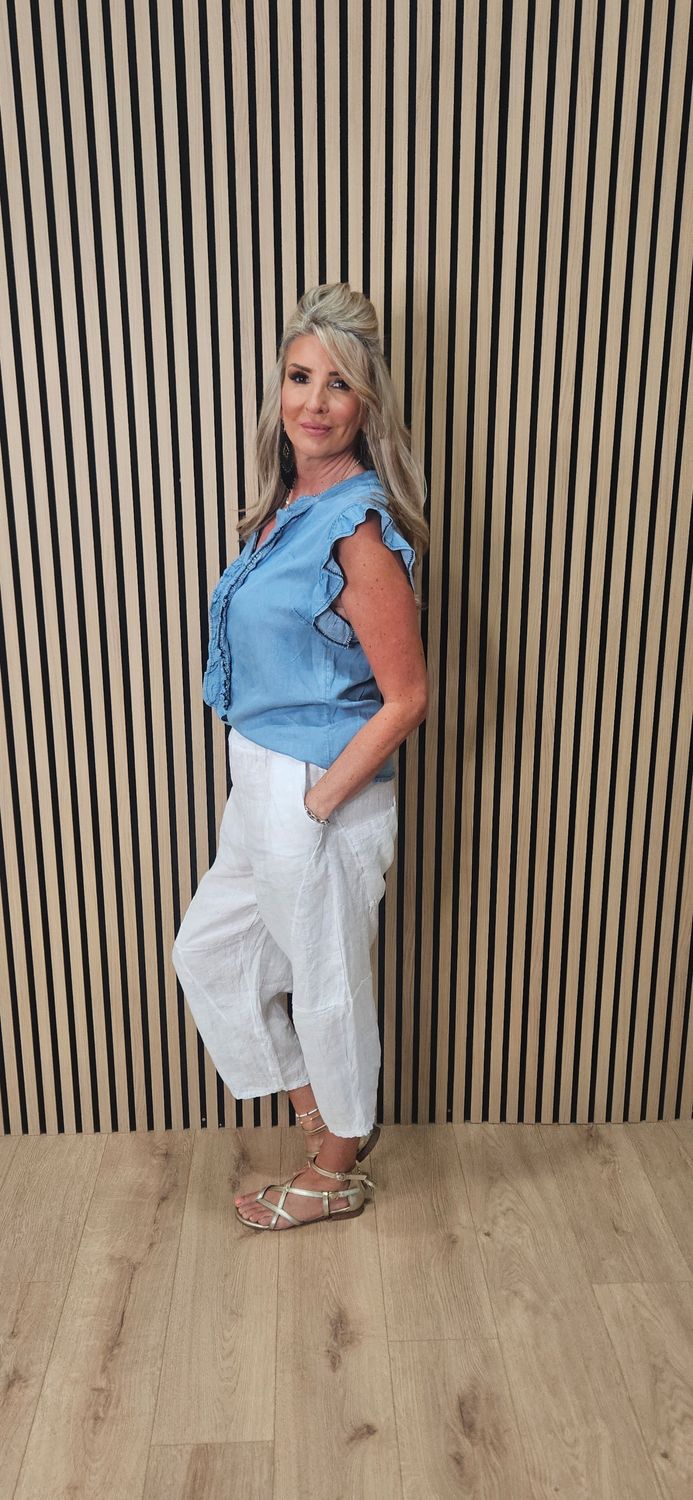 Frill Sleeve Lyocell Blouse