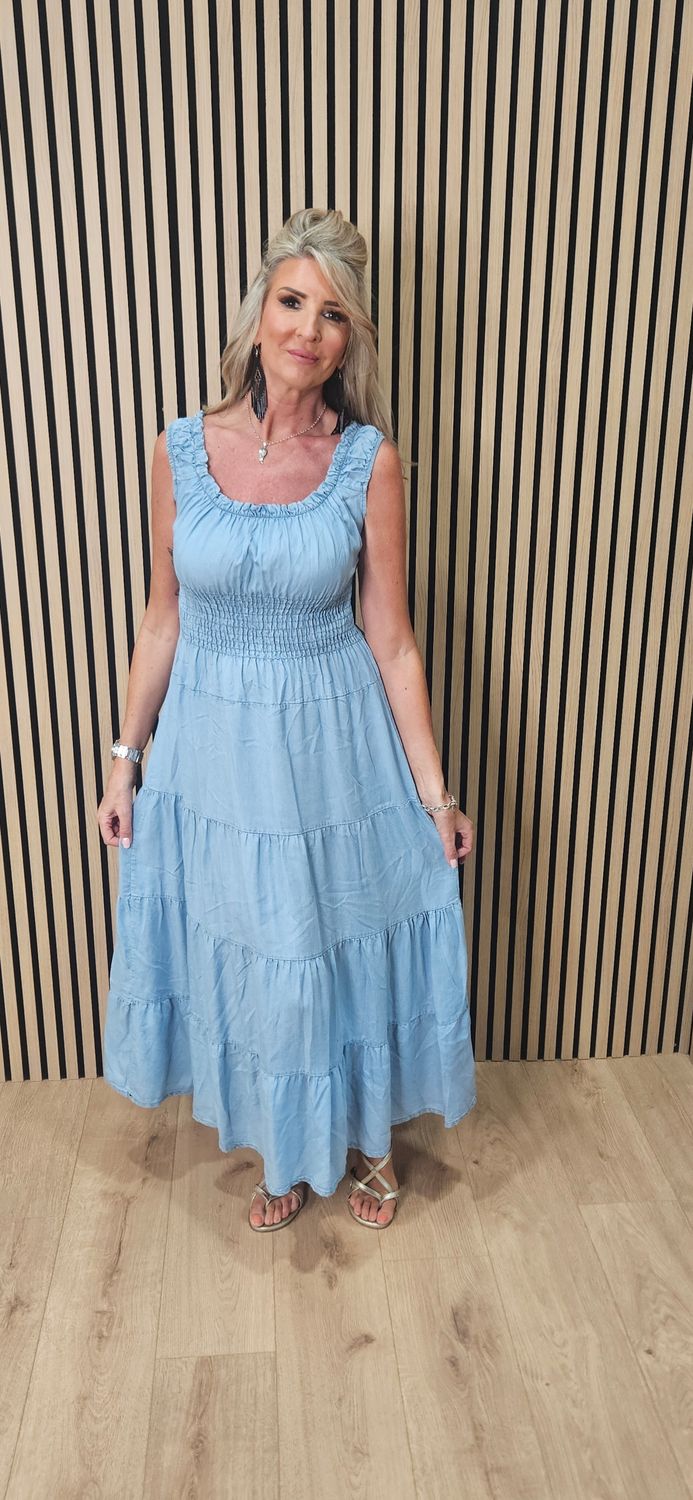 Smocked Lyocell Maxi Dress