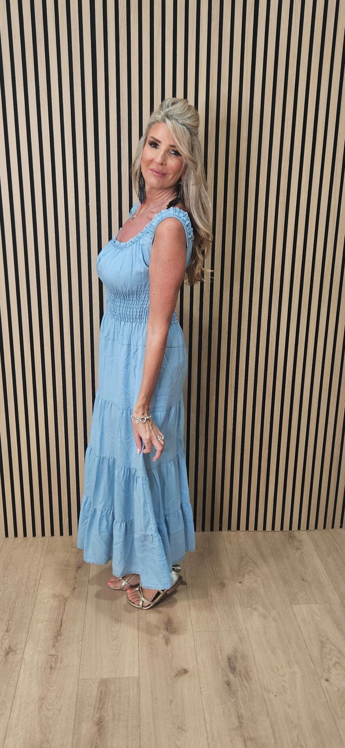 Smocked Lyocell Maxi Dress
