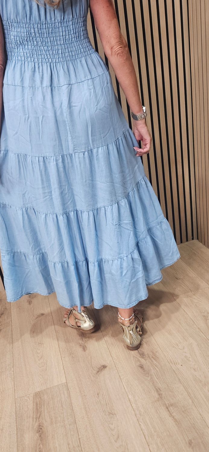 Smocked Lyocell Maxi Dress