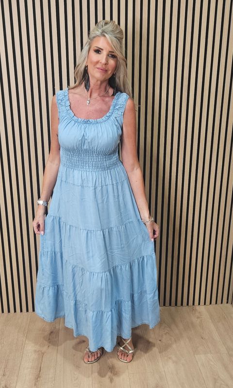Smocked Lyocell Maxi Dress