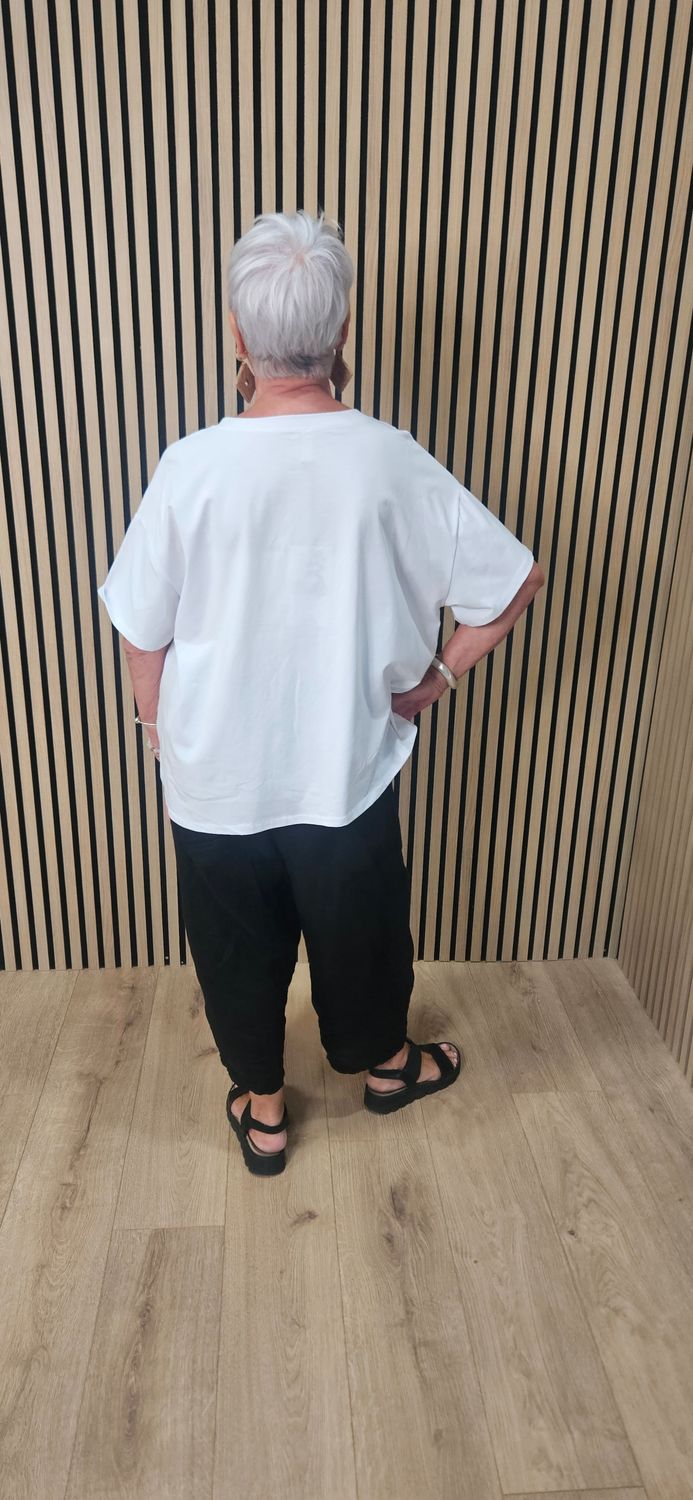 Asymmetric Twist Front T-Shirt - White