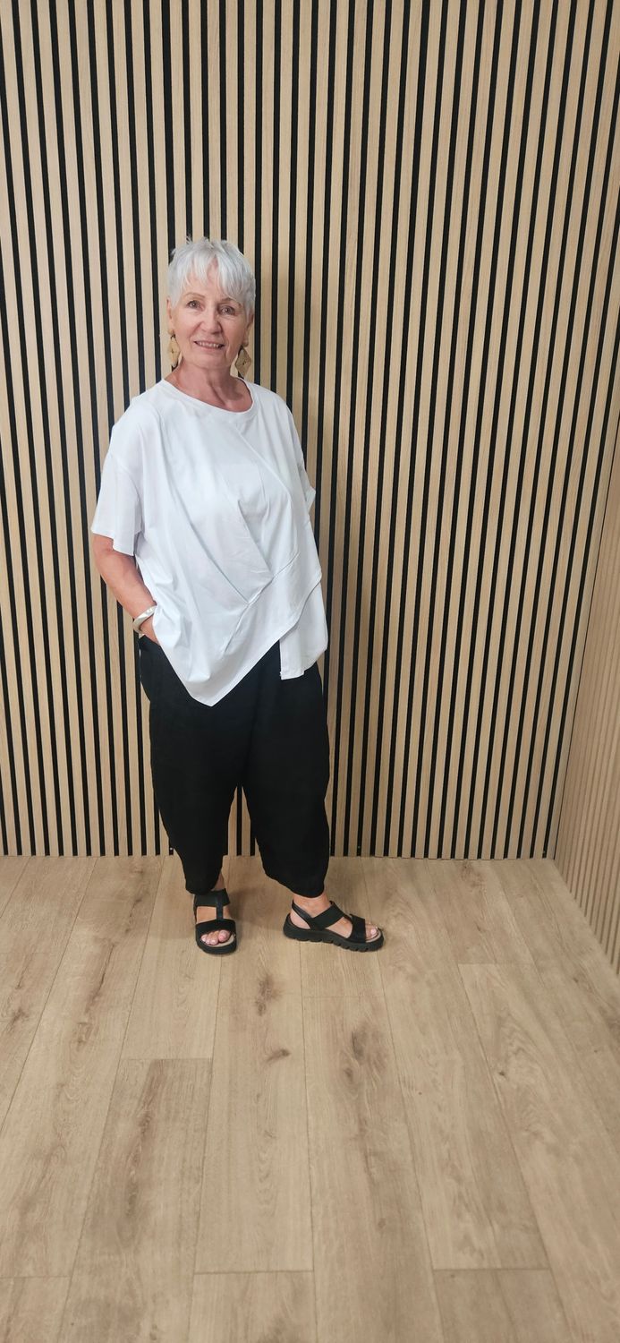Asymmetric Twist Front T-Shirt - White