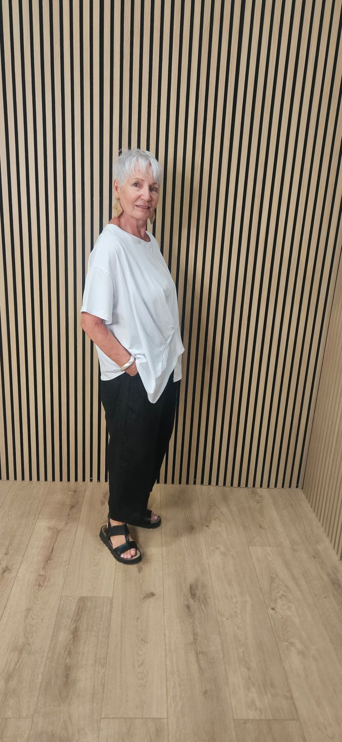 Asymmetric Twist Front T-Shirt - White