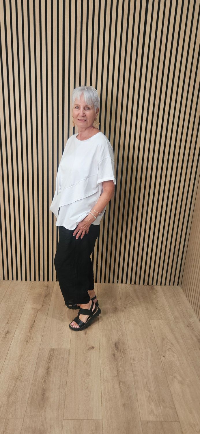 Asymmetric Twist Front T-Shirt - White