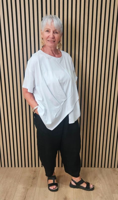 Asymmetric Twist Front T-Shirt - White