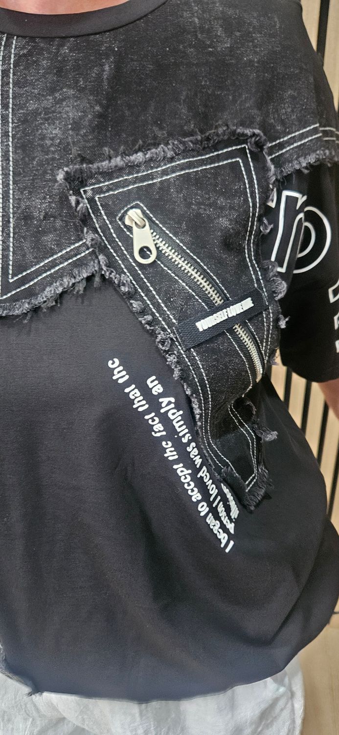 Denim Patch Graphic Top