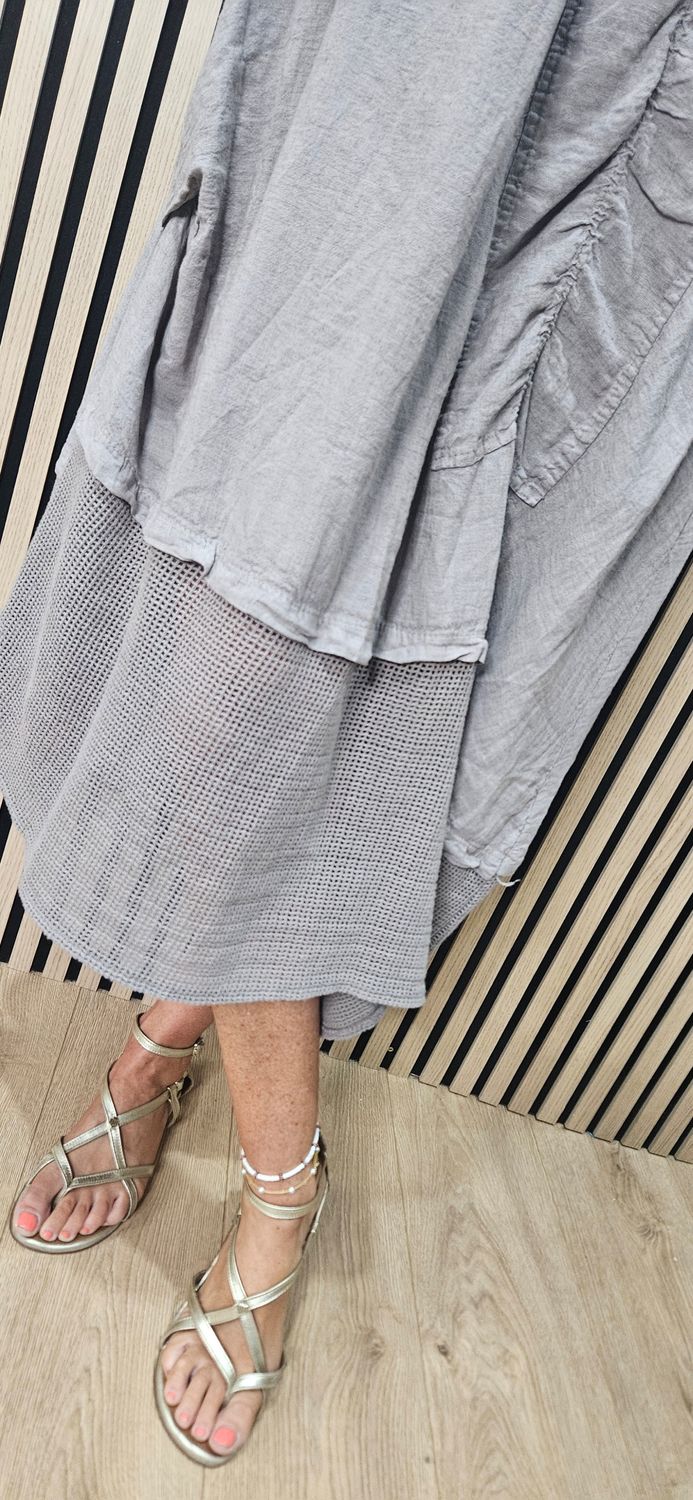 Linen Blend Layered Pocket Dress – Taupe