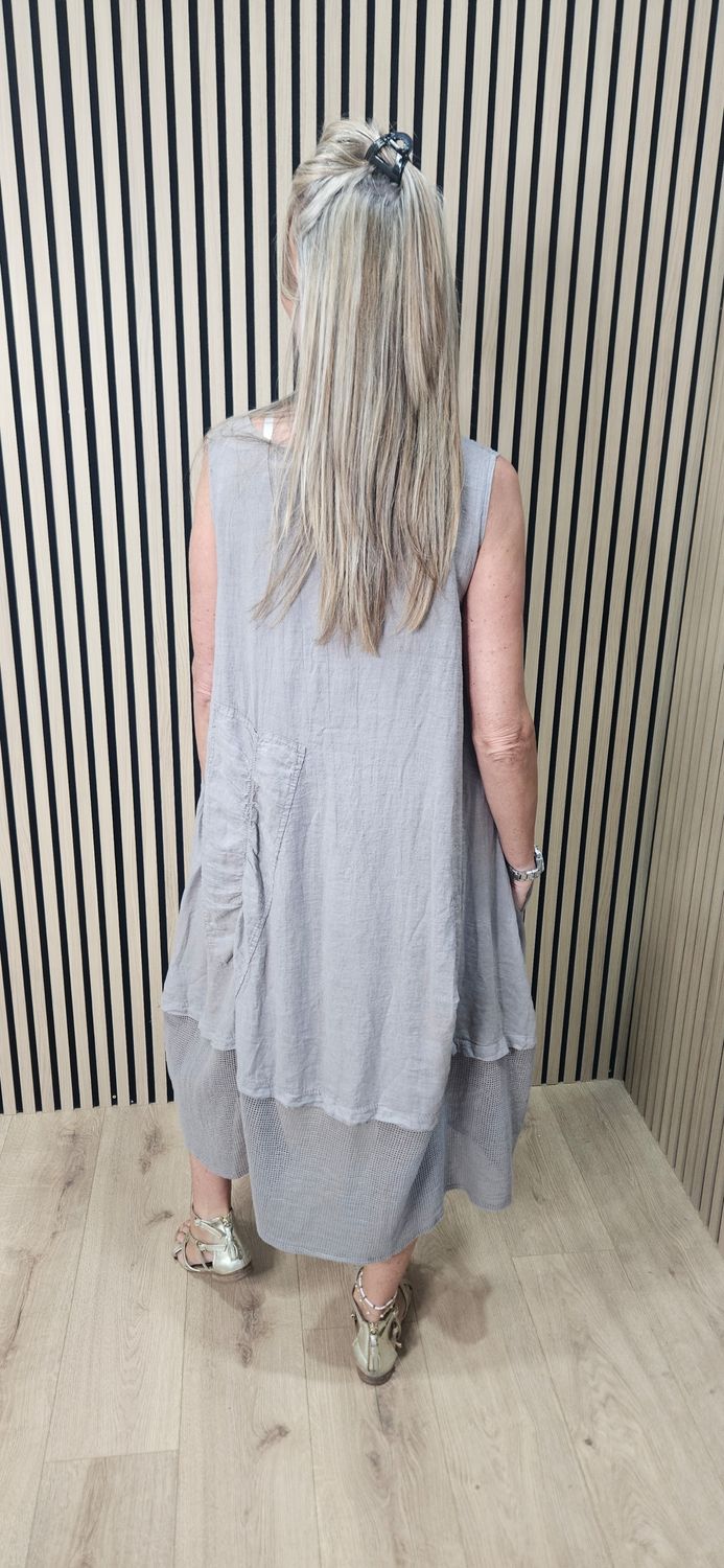 Linen Blend Layered Pocket Dress – Taupe