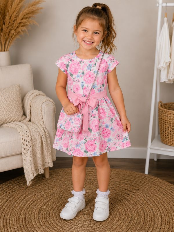 Floral Dress with Matching Bag