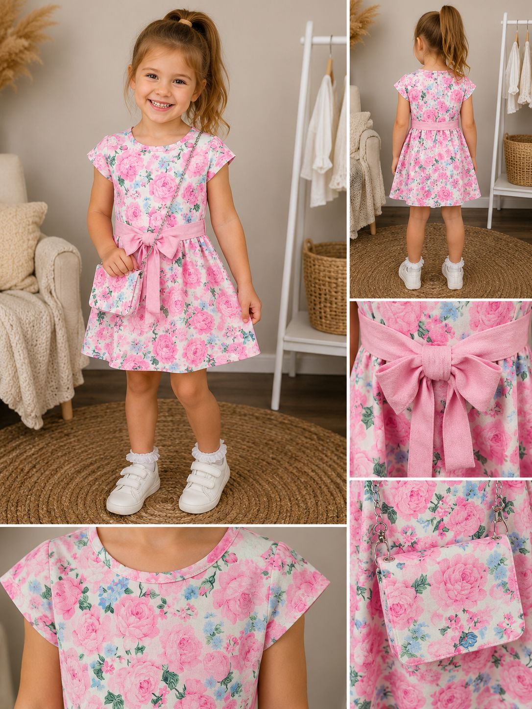 Floral Dress with Matching Bag
