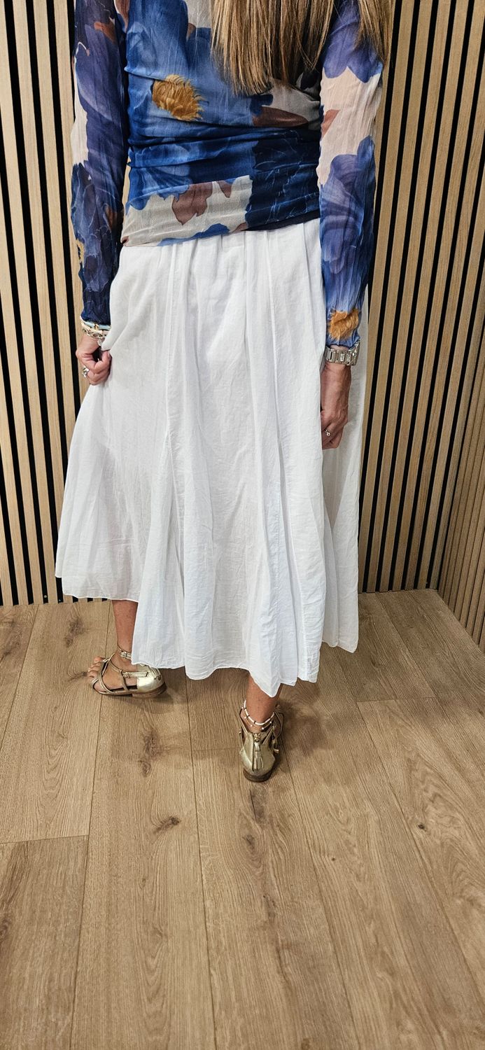 Cotton Maxi Skirt – White