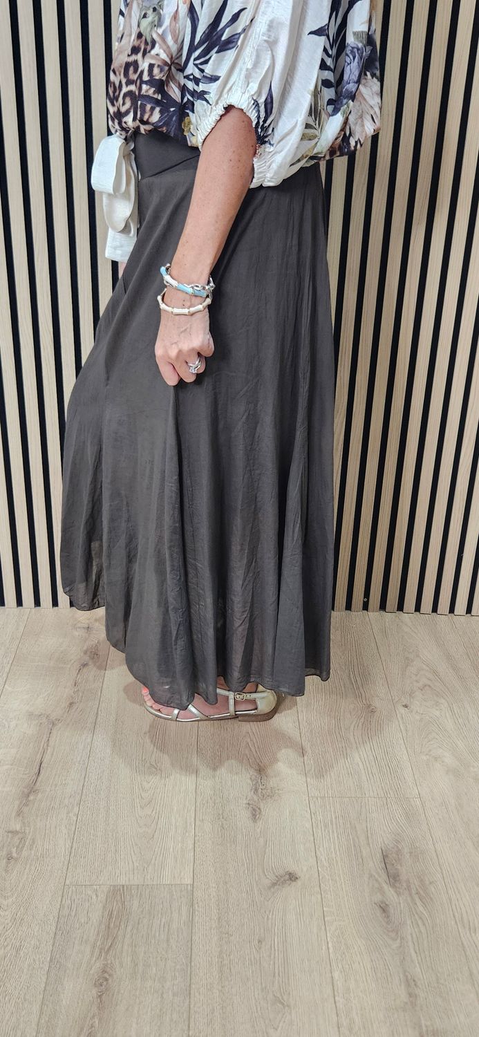 Cotton Maxi Skirt – Chocolate Brown